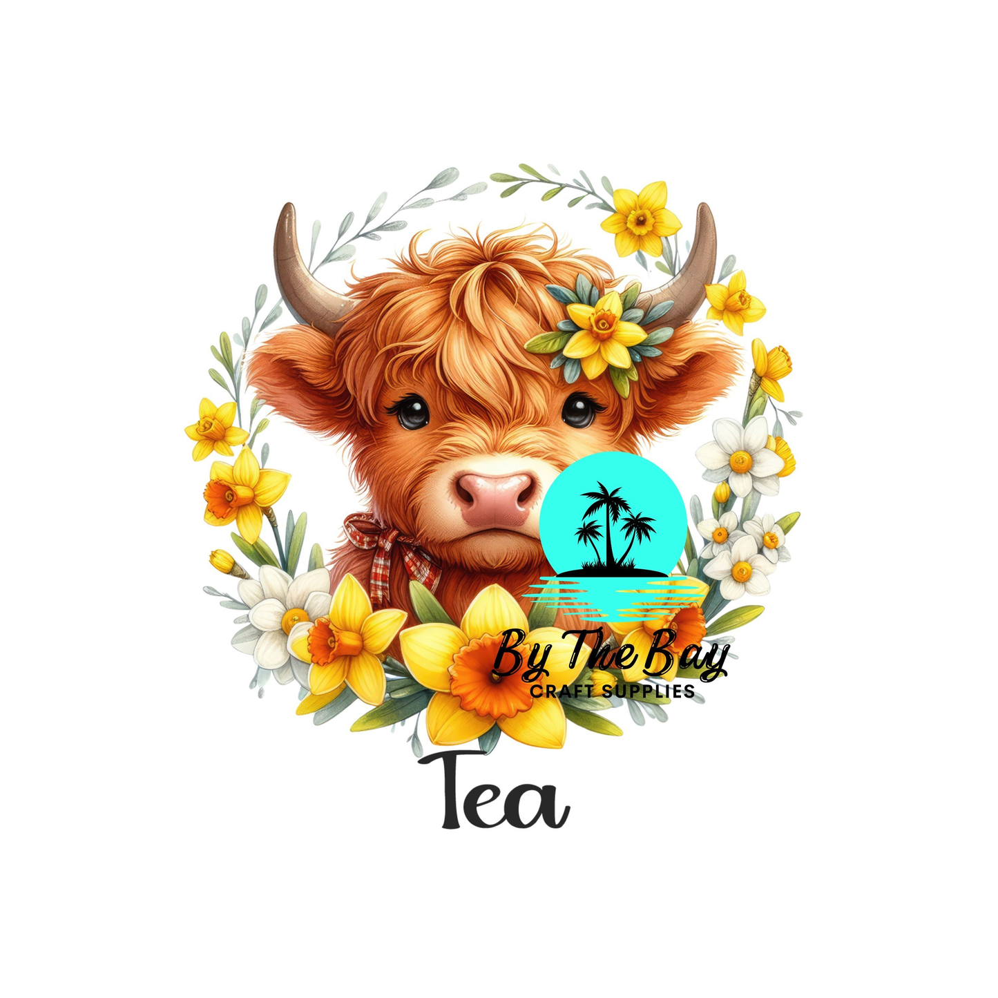 Highland Cow Daffodil Tea/Coffee/Sugar uv decal