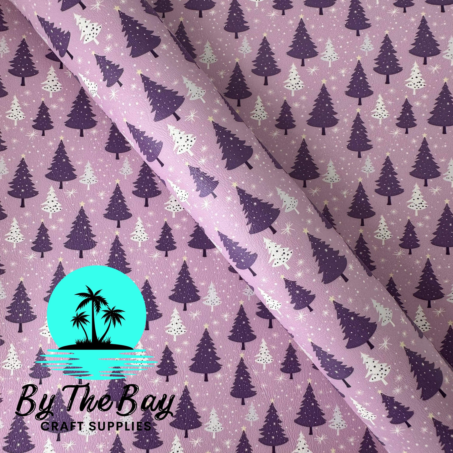 Purple Christmas Trees Faux Leather