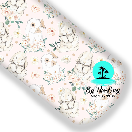 Sweet bunnies floral Faux Leatherette