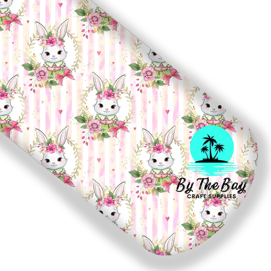 Floral bunny with stripes Faux Leatherette