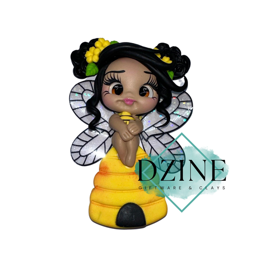 Black hair yellow flower beehive girl