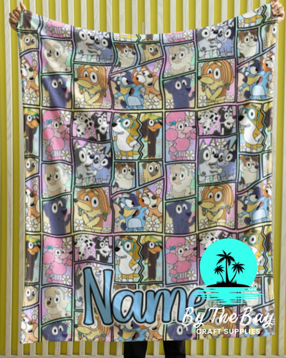 Blue dog friends  Polar Fleece throw blanket