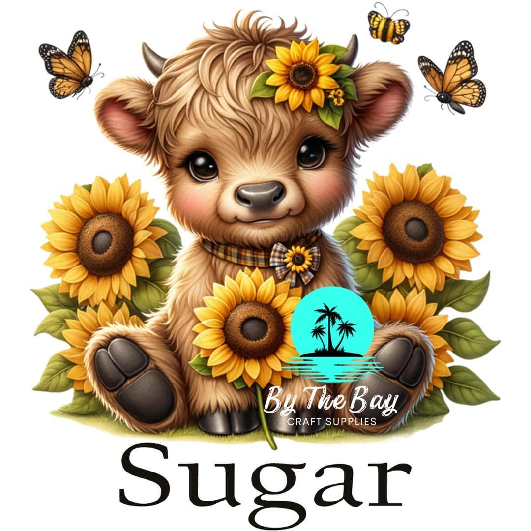 Highland Cow sunflowers & butterfly Tea/Coffee/Sugar jar decal