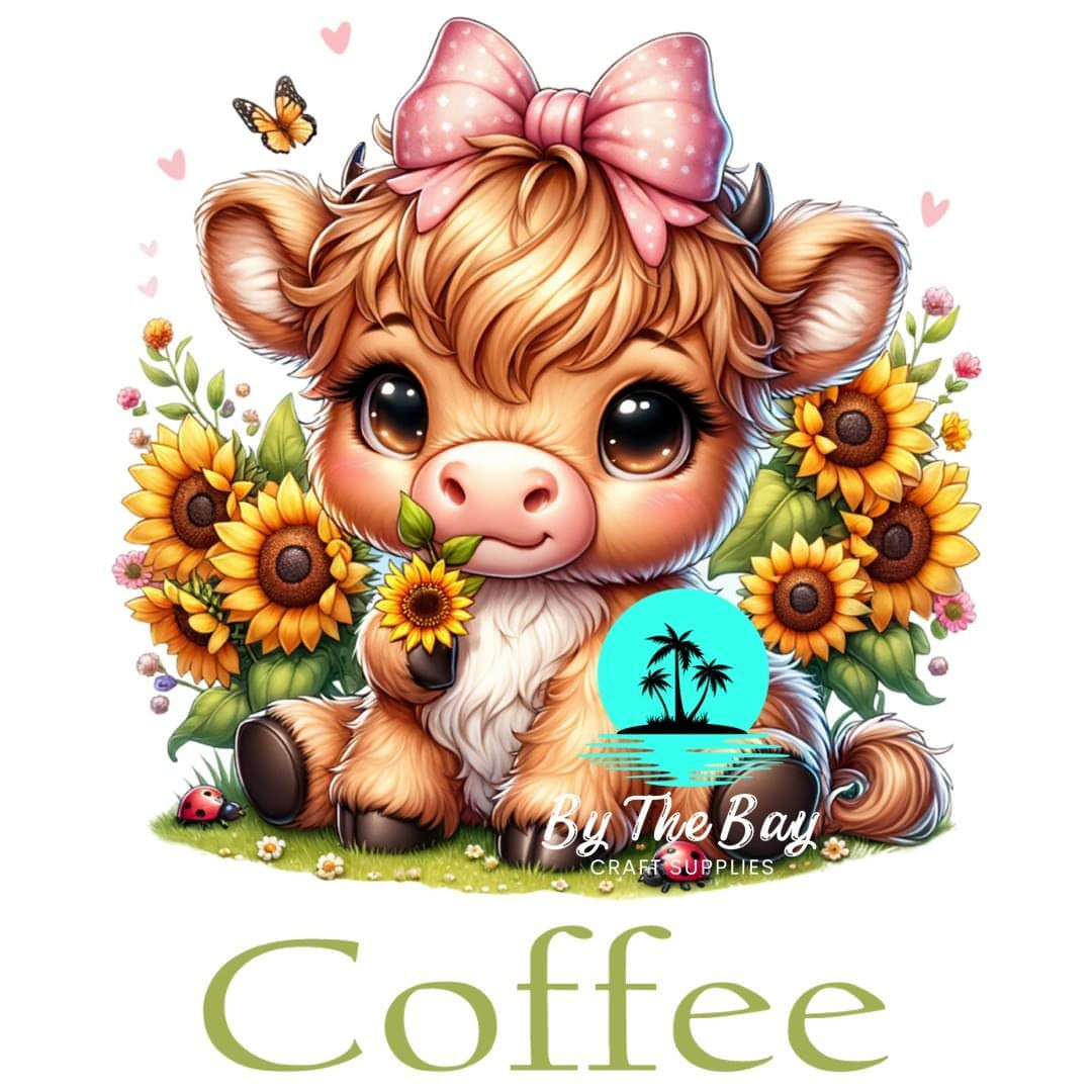 Highland Cow Sunflower Tea/Coffee/Sugar jar decal