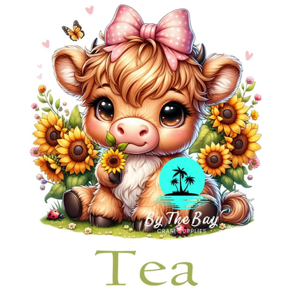 Highland Cow Sunflower Tea/Coffee/Sugar jar decal