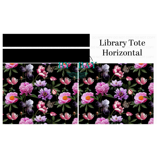 Bright Flowers Horizontal Library Tote