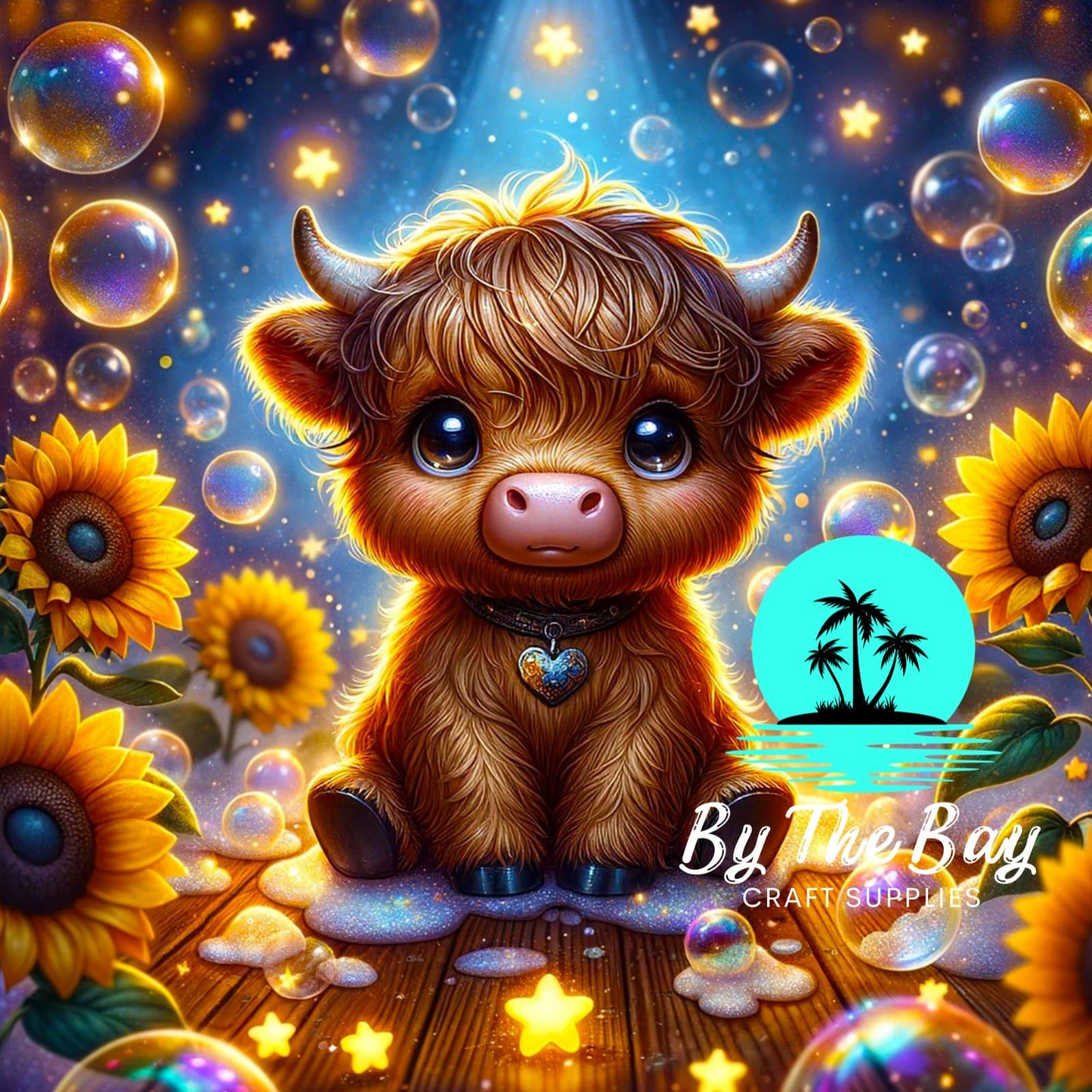 Sunflowers & Bubbles Highland Cow SUB PRINT