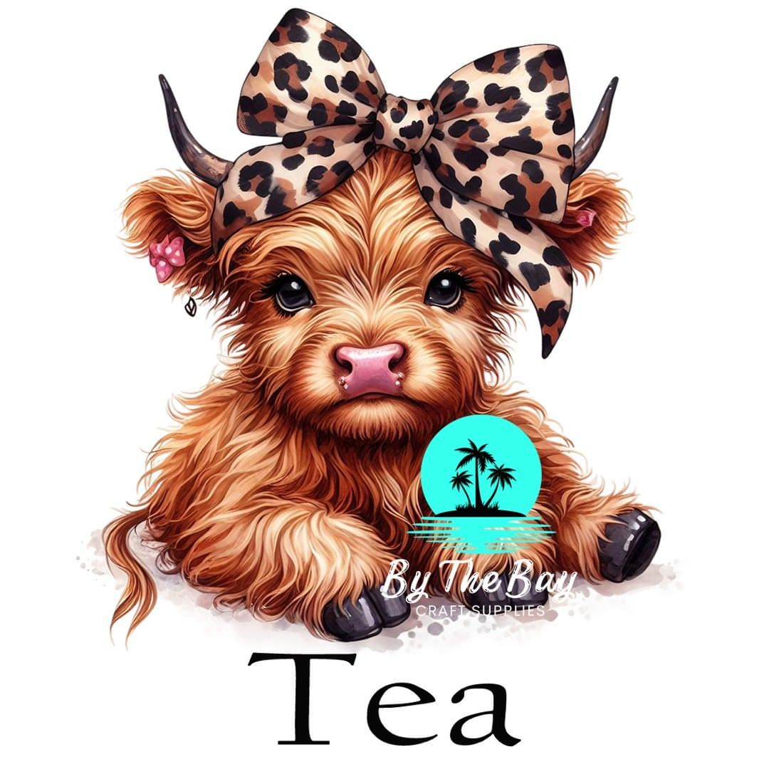 Highland Cow Leopard Bow Tea/Coffee/Sugar jar decal