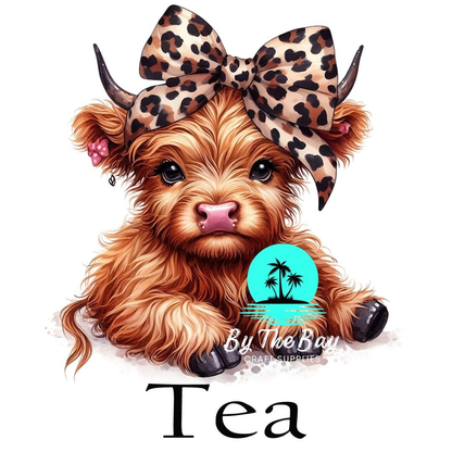 Highland Cow Leopard Bow Tea/Coffee/Sugar jar decal