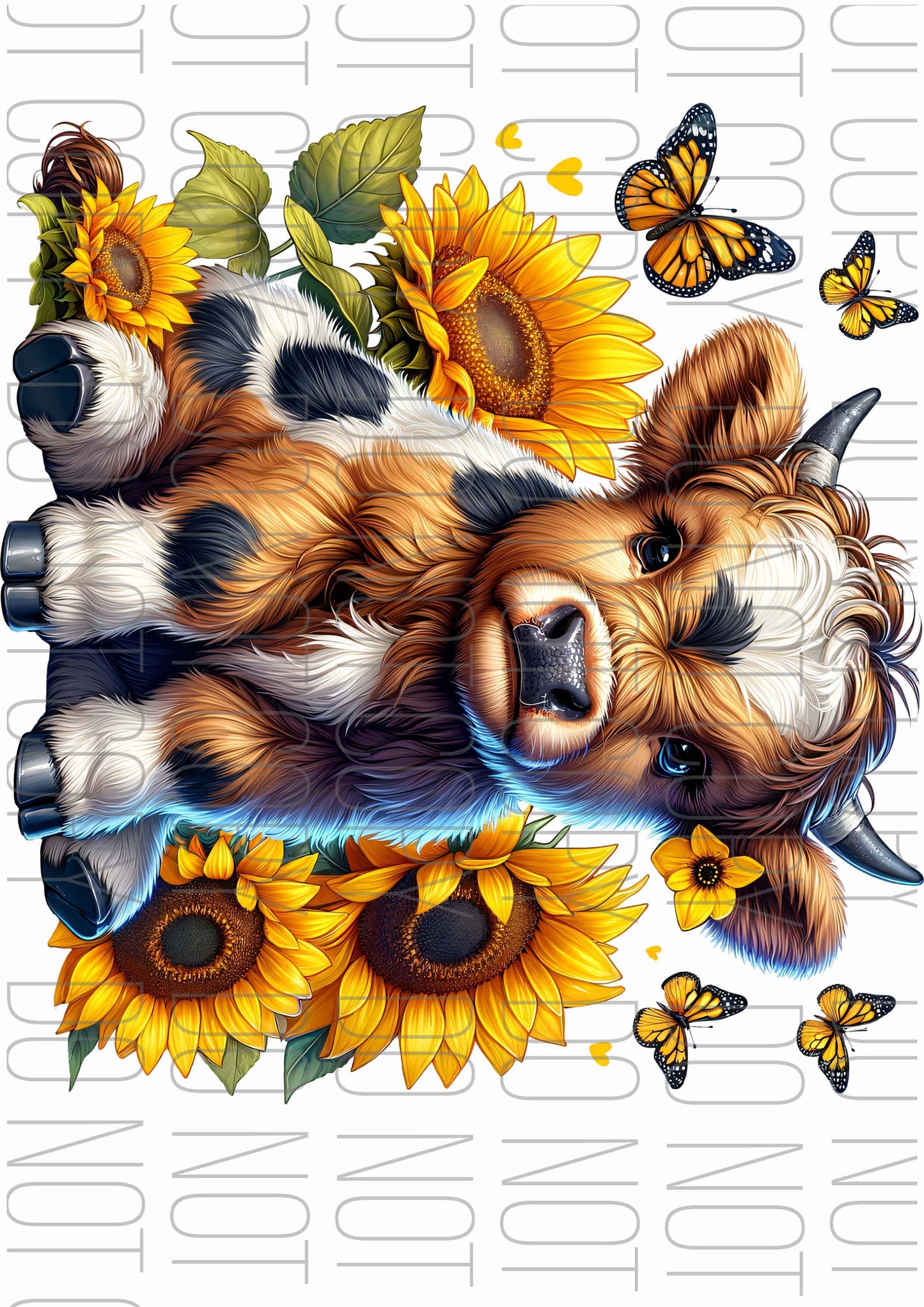 Cute Highland Cow Sunflowers (Various sizes)