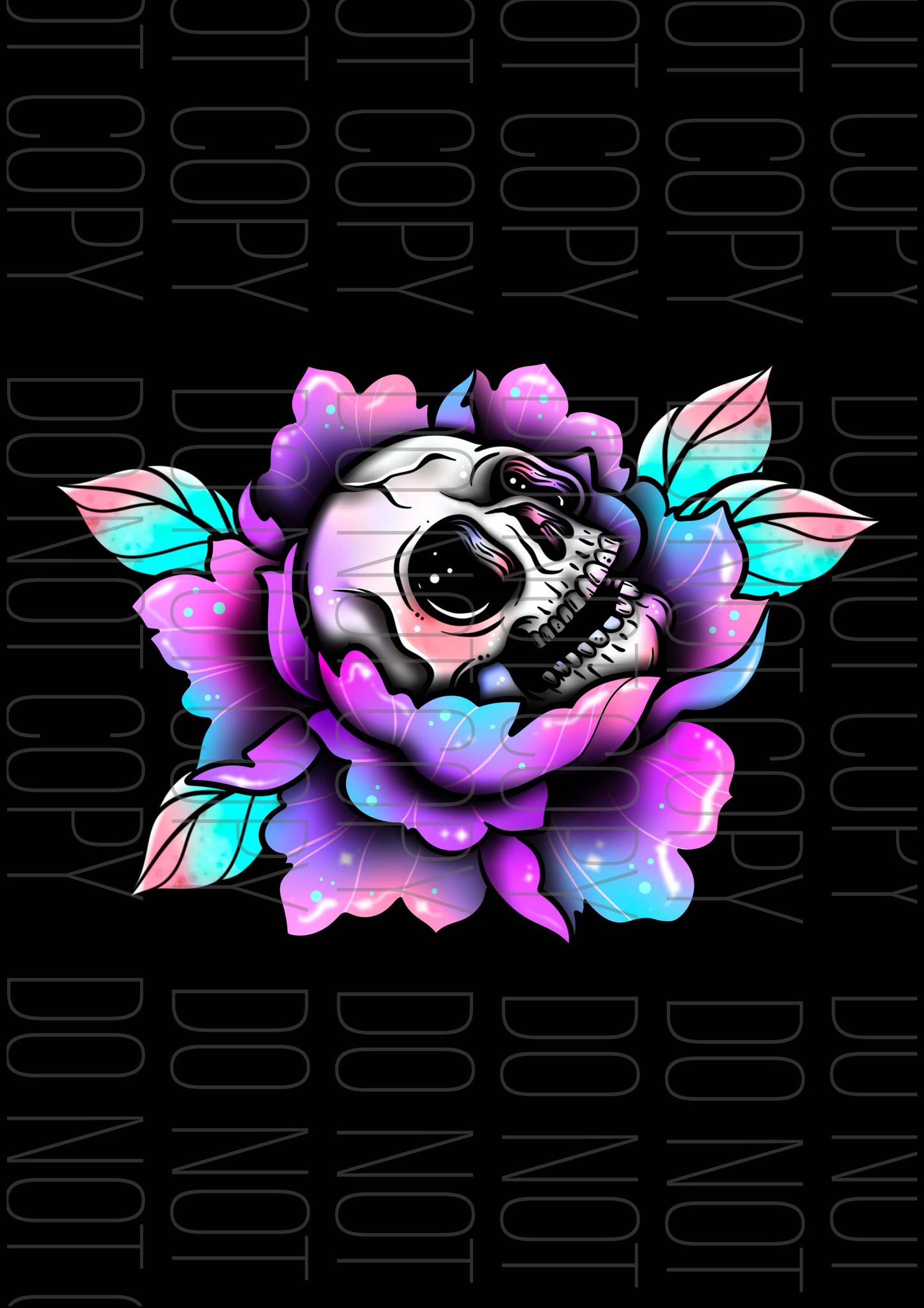 Skull Flower Blk (Various sizes)