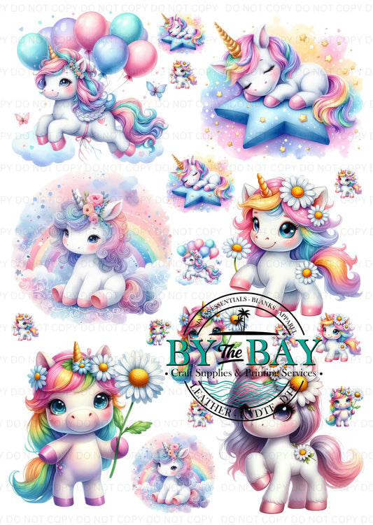 Cute Unicorns A4010  Decal Sheet