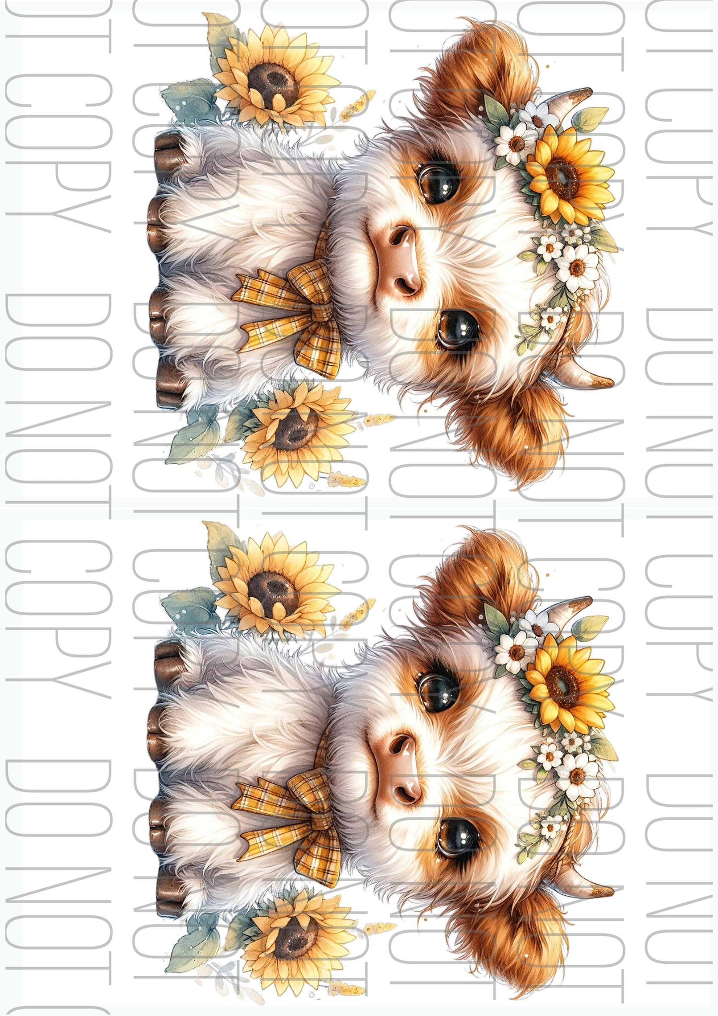 Boho Highland Cow sunflowers (Various sizes)