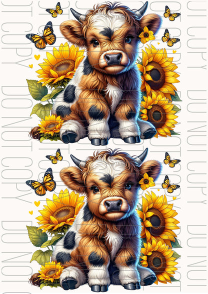 Cute Highland Cow Sunflowers (Various sizes)