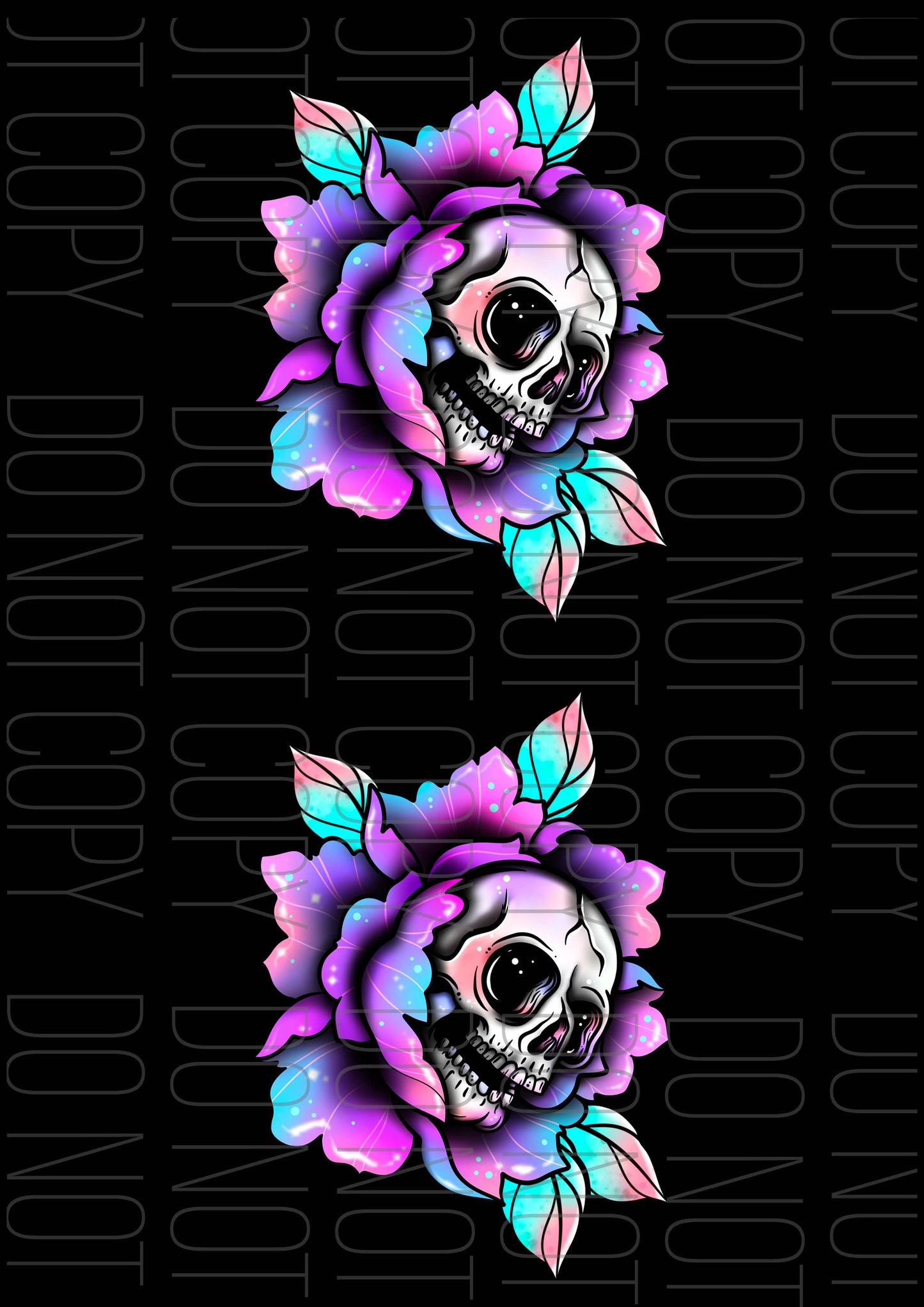 Skull Flower Blk (Various sizes)