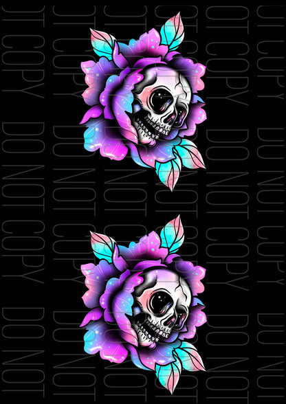 Skull Flower Blk (Various sizes)