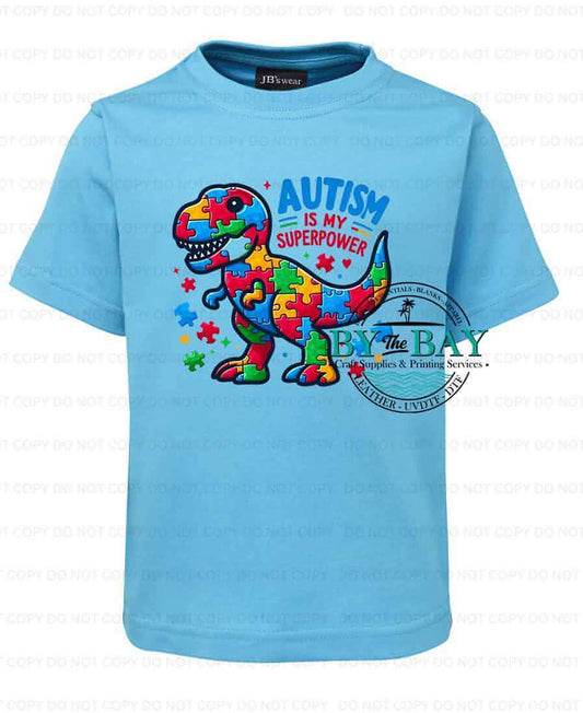 Autism is my superpower Dino tee