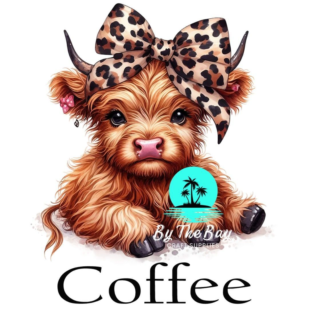 Highland Cow Leopard Bow Tea/Coffee/Sugar jar decal