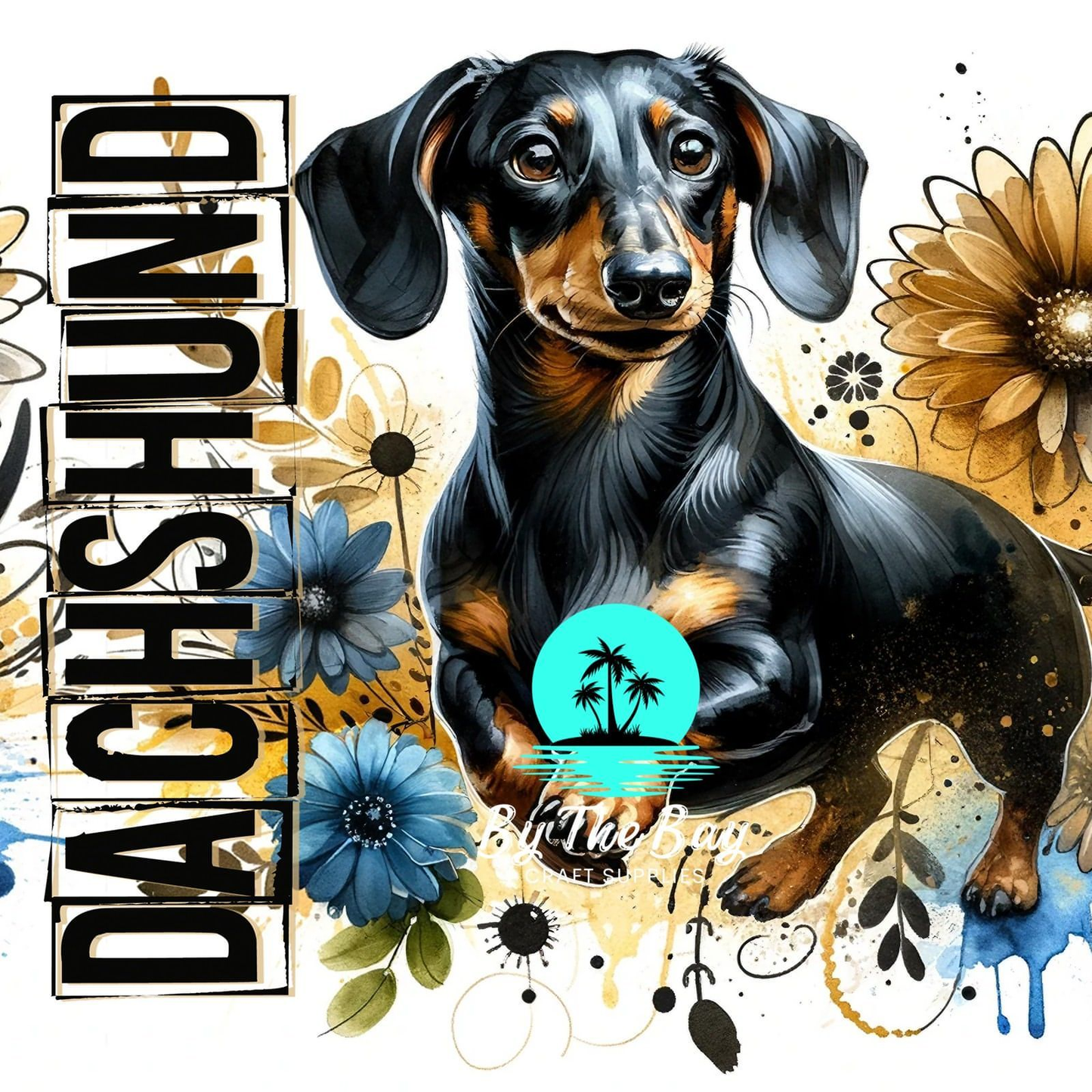 Black Dachshund text  SUB PRINT