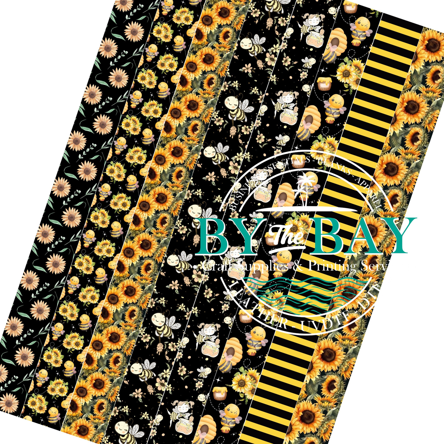 Sunflower Bee Black bg Fob Sheet