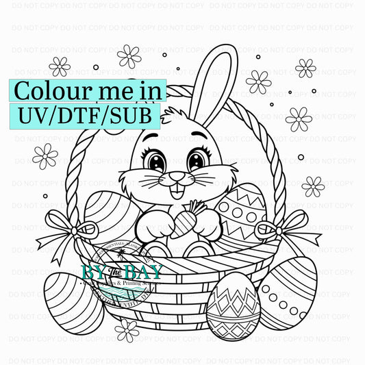 Easter Bunny in Basket Colour me in