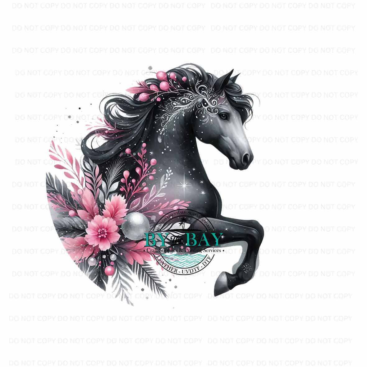 Black Horse Christmas UVDTF bauble Decal