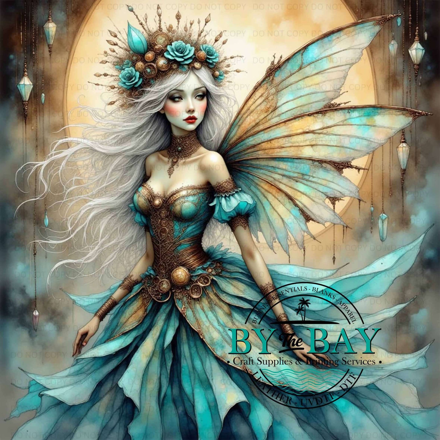 Turquoise steampunk fairy panel (Various Sizes)