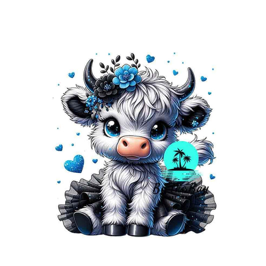 Blue Heart Highland Cow Halloween