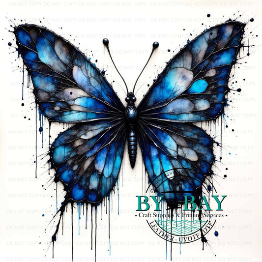 Blue paintdrip butterfly panel (Various Sizes)