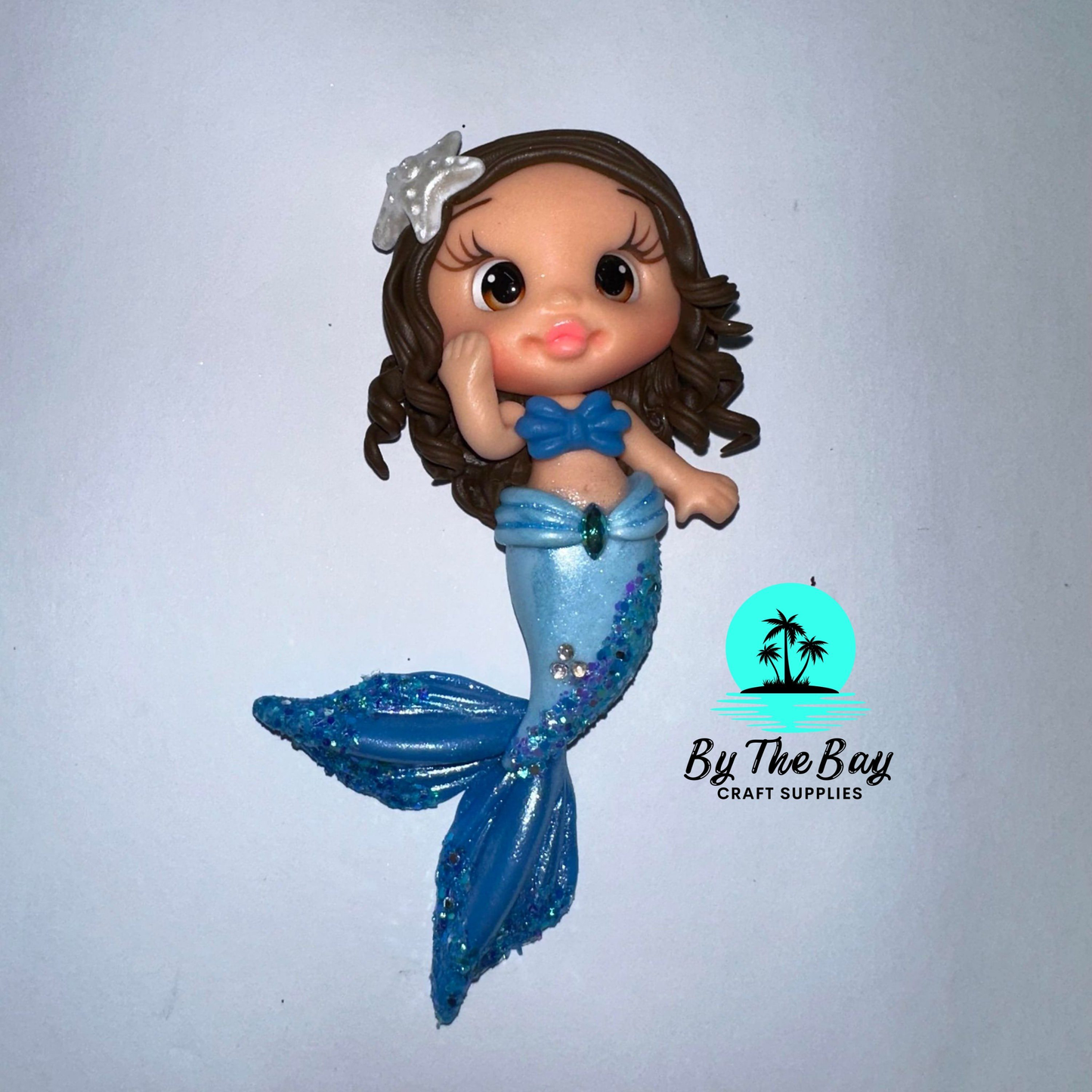 Blue tail mermaid brown hair