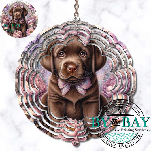 Chocolate Lab Wind Spinner Sublimation Print