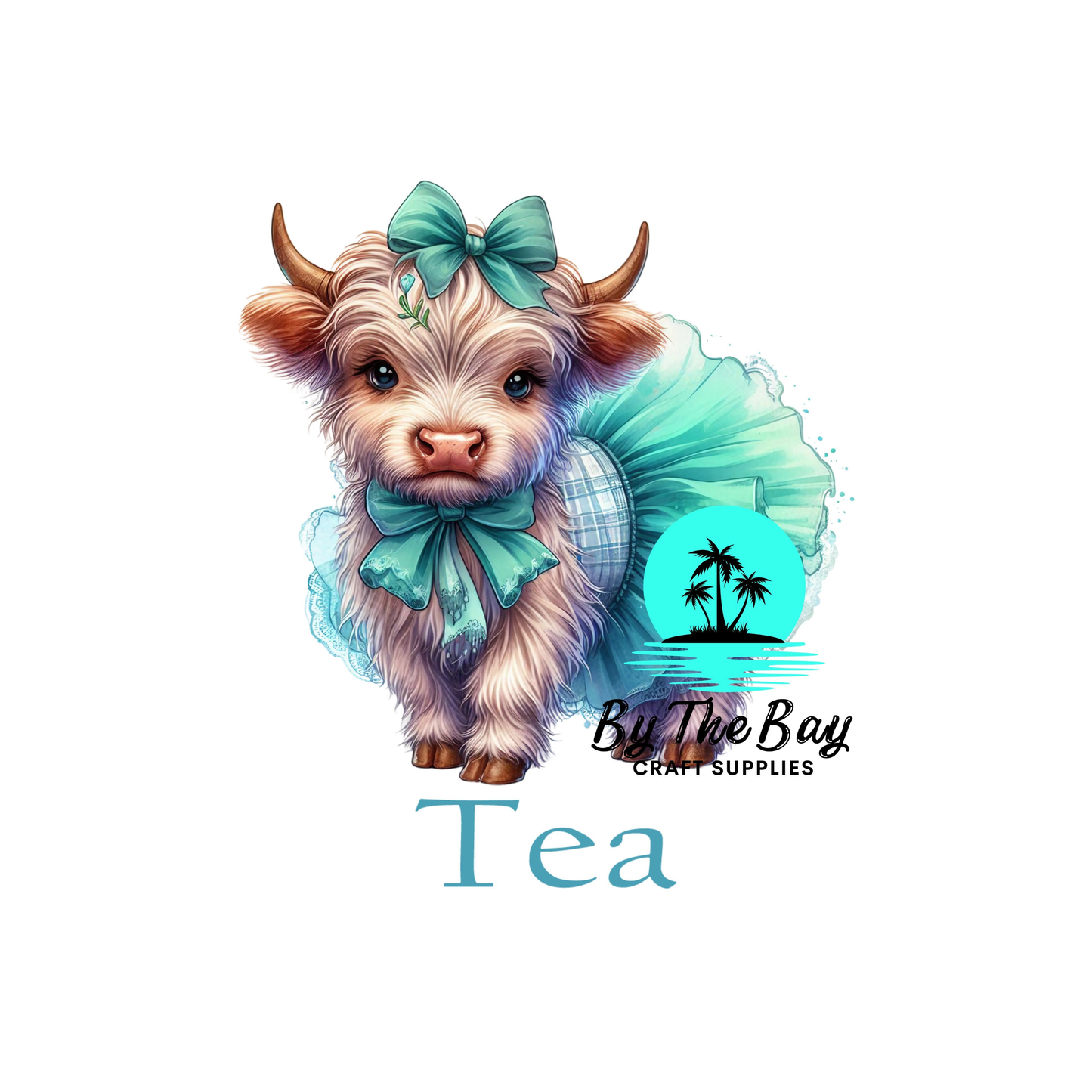 Highland Cow blue tutu Tea/Coffee/Sugar jar decal