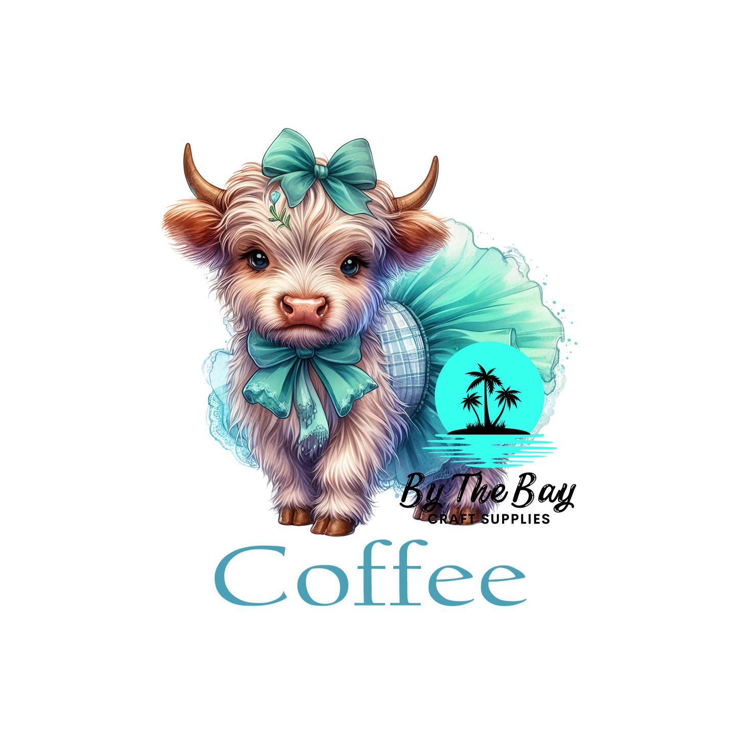 Highland Cow blue tutu Tea/Coffee/Sugar jar decal