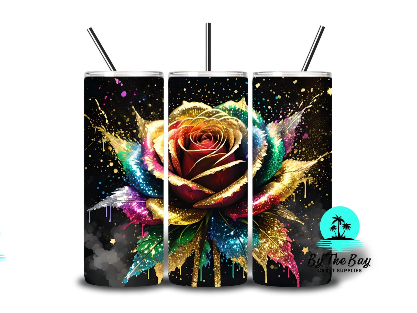 Gold and rainbow roses 20oz SUB Print