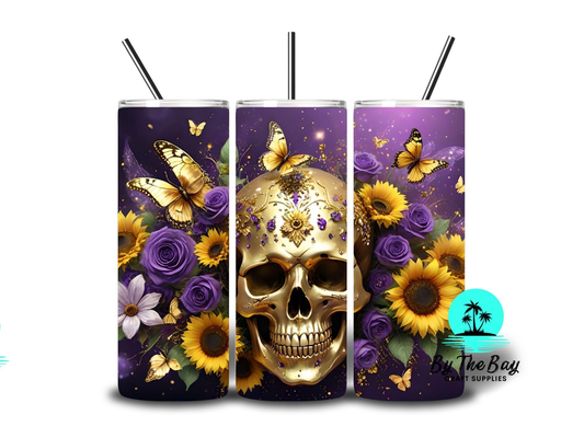 Gold skull, butterflies & flowers  20oz SUB Print