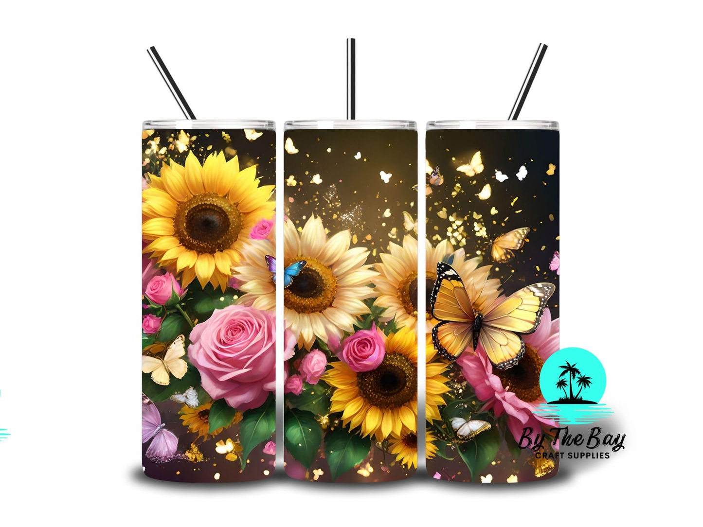 Sunflowers butterflies & roses  20oz SUB Print