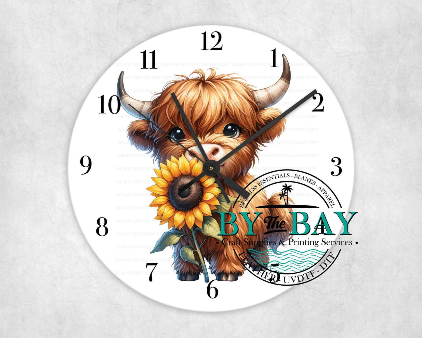 Cute Highland Cow UVDTF Clock