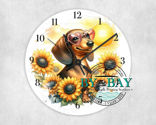 Dachshund 3 UVDTF Clock