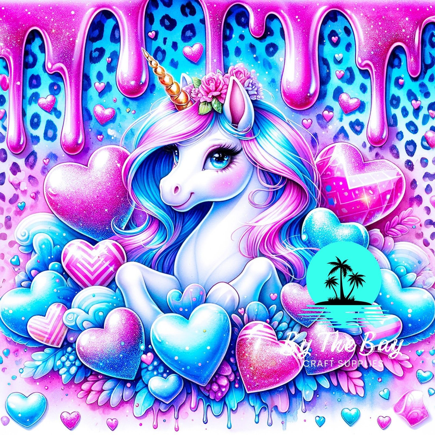 Paint drip Unicorn on hearts SUB PRINT