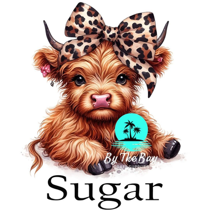 Highland Cow Leopard Bow Tea/Coffee/Sugar jar decal