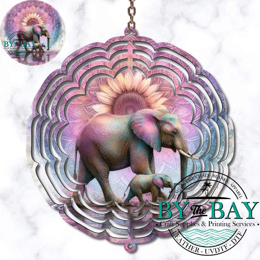 Elephant Mandala Wind Spinner Sublimation Print