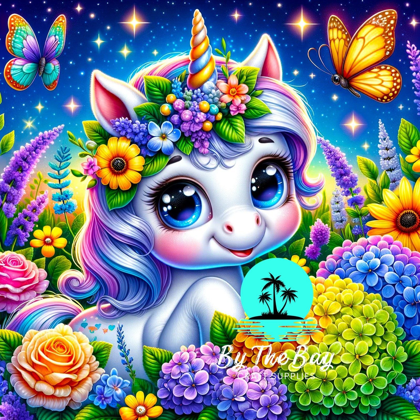 Cute unicorn with lavender starry night SUB PRINT