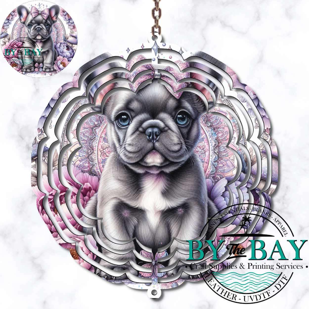 Frenchie Pup Wind Spinner Sublimation Print