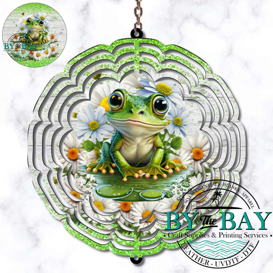 Frog & Daisies Wind Spinner Sublimation Print