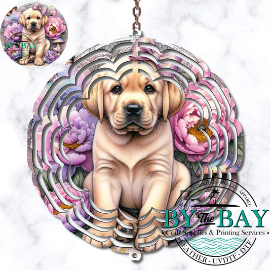 Golden Lab Pup Wind Spinner Sublimation Print