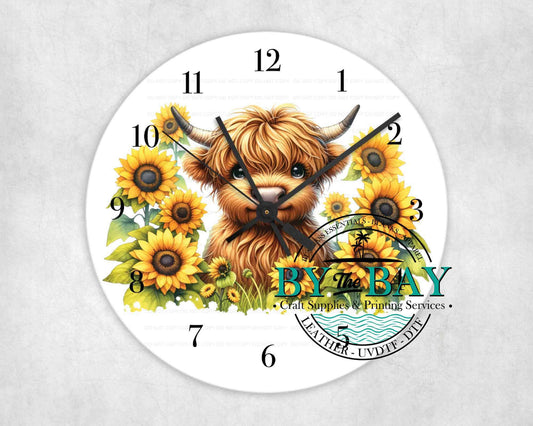 Highland Sunflower UVDTF Clock