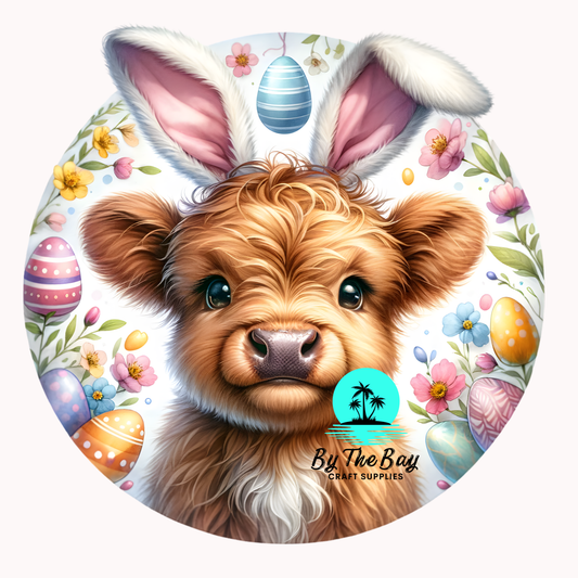 Easter Highland Cow bunny ears 3