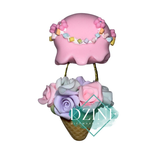 Pink Ice cream hot air balloon (8cm)