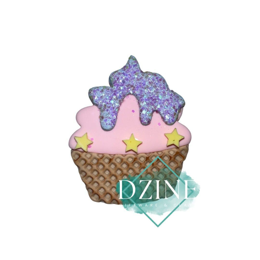 Pink sundae blue icing yellow stars (5.5cm)