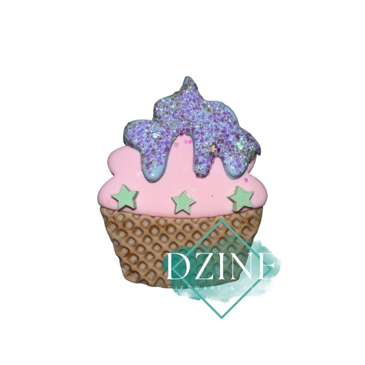 Pink sundae blue icing green stars (5.5cm)